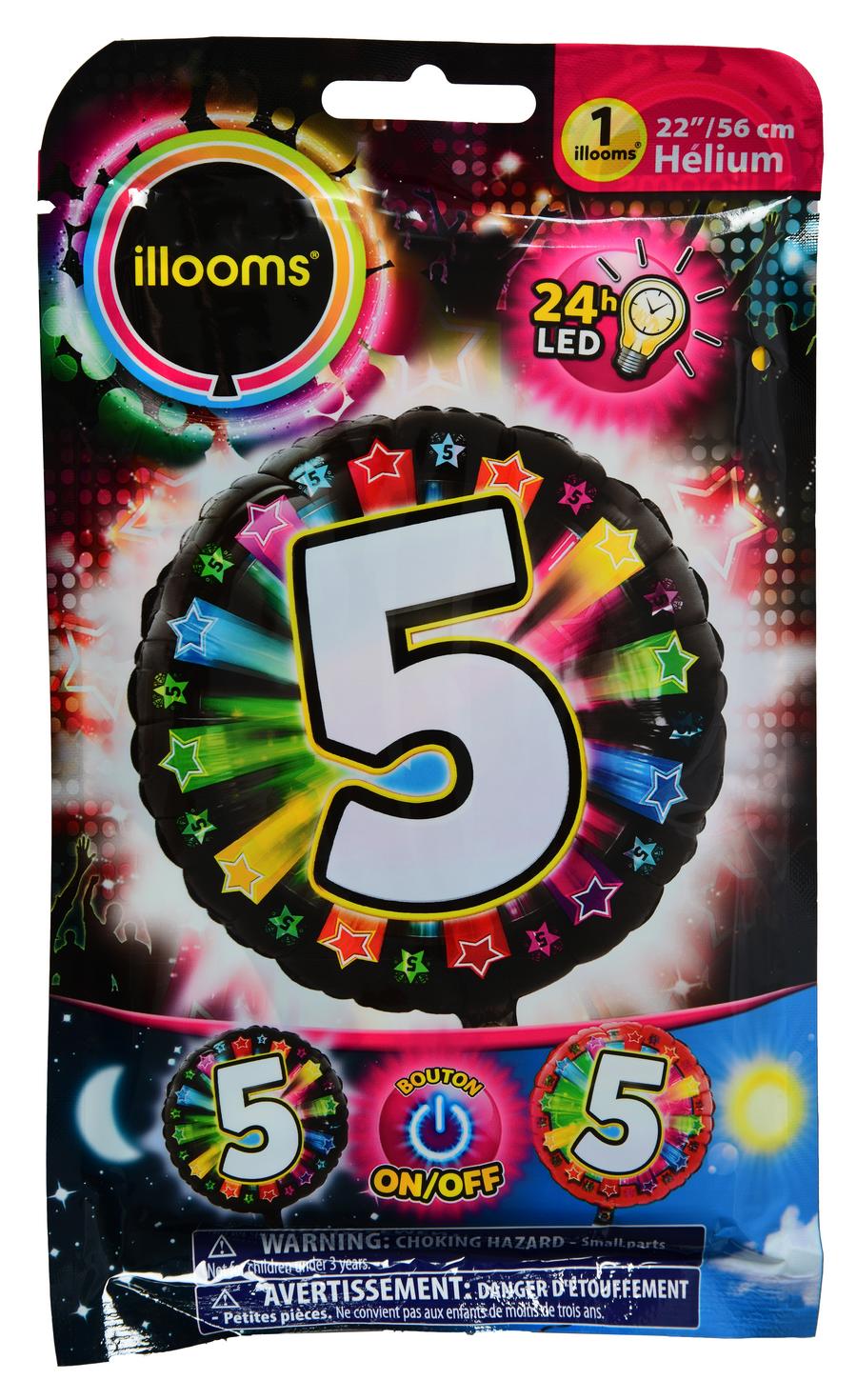 BALLON LUMI. CHIFFRE 5 56CM