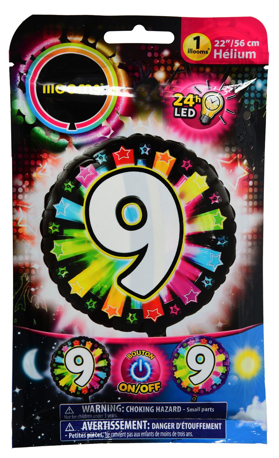 BALLON LUMI. CHIFFRE 9 56CM