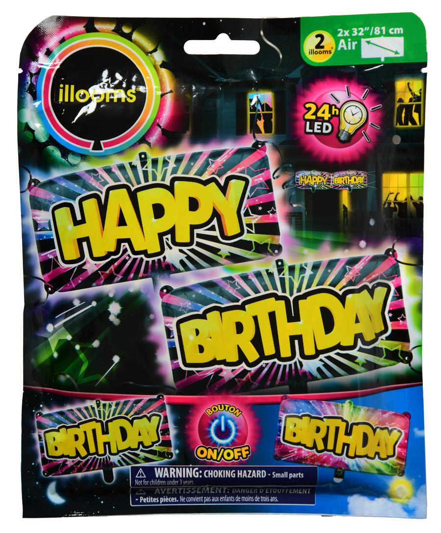 2 BANNIERES LUMINEUSE BIRTHDAY