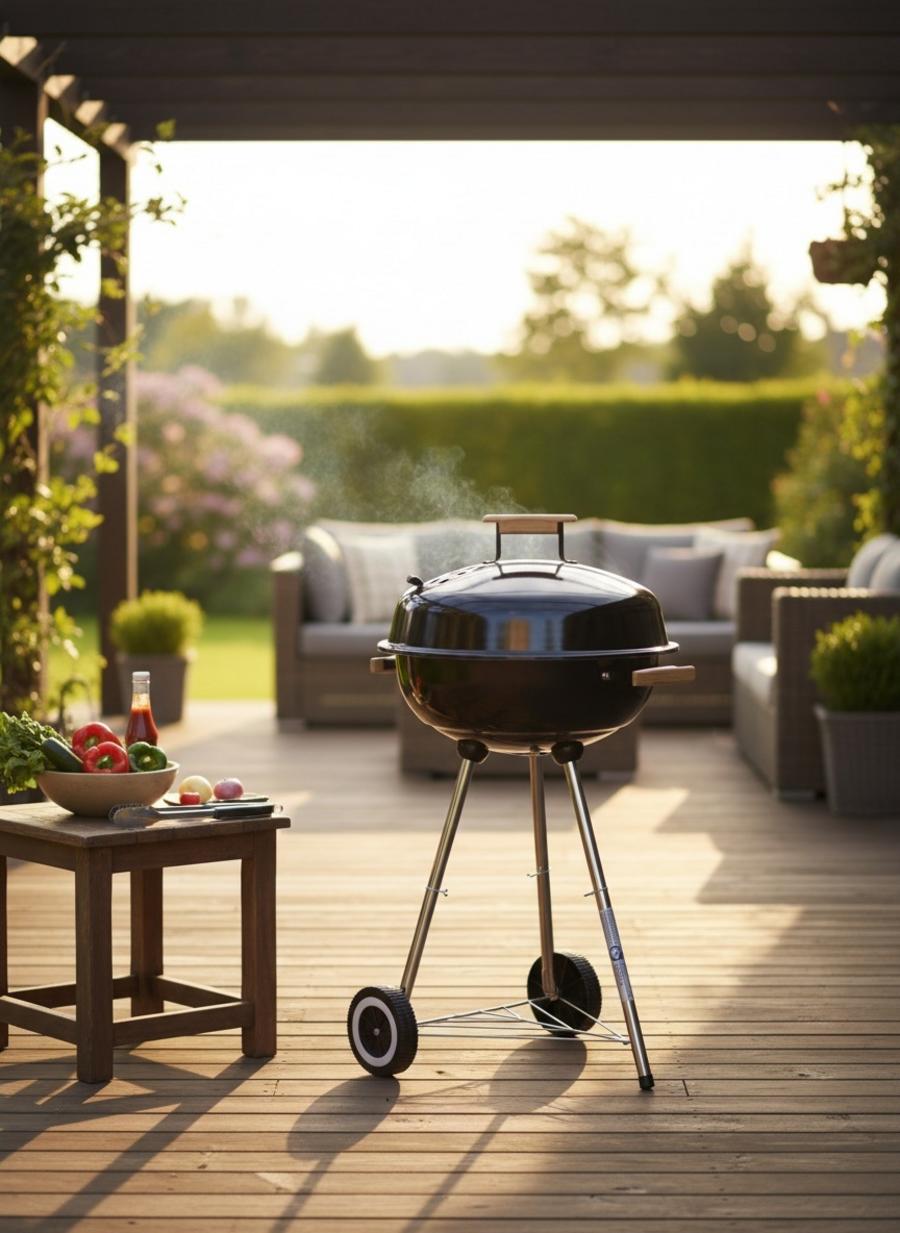 BARBECUE ROND NOIR A CHARBON