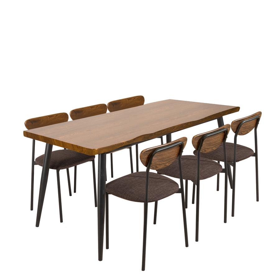 TABLE ET 6 CHAISES BOIS FONCE