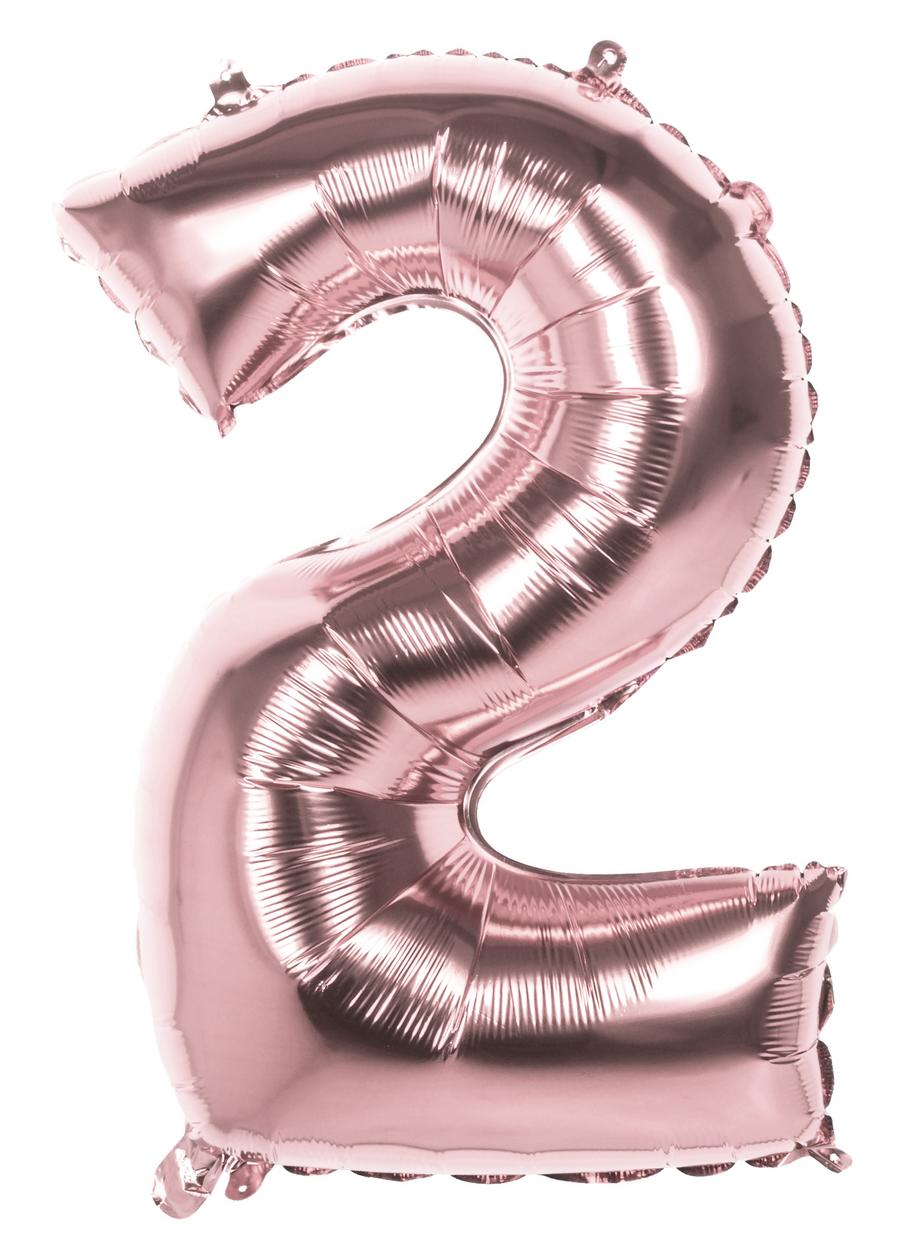 BALLON CHIFFRE 2 ROSE 86CM