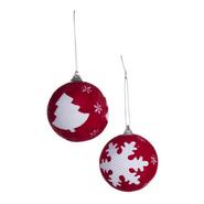 ASST 2 BOULES D8CM ROUGE MOTIF