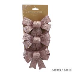 NOEUD DE NOEL PAILLETTE ROSE