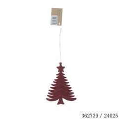 SUSP SAPIN FLOQUE H13.5CM ROUG