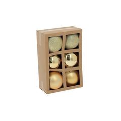 SET6 BOULES OR  D8CM PLASTIQUE