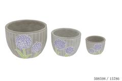 SET 3 POT FLEURI CIMENT GRIS SET 3 POT FLEURI CIMENT GRIS