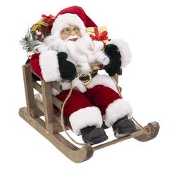 PERE NOEL SUR LUGE EN BOIS