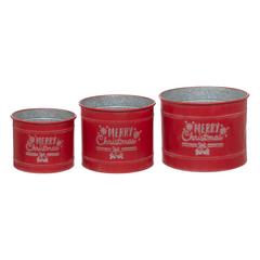 CACHE POT METAL ROUGE X3PCS