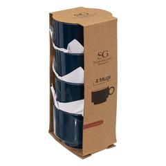 COFF. 4 TASSES RETRO BLEU 10CL