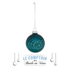 BOULE DE NOEL 60MM PLUME PAON