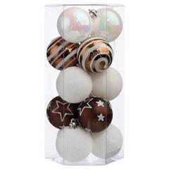 SET 15 BOULES NOEL DECO MARRON