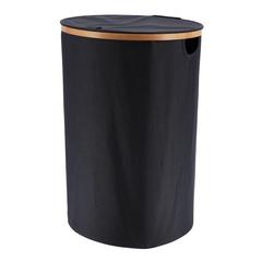 PANIERE RONDE NOIR/BAMBOU