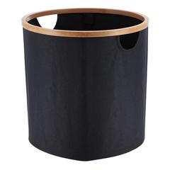 PANIERE RONDE NOIR/BAMBOU