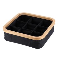 PANIER CARRE NOIR/BAMBOU