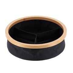 PANIER ROND NOIR/BAMBOU
