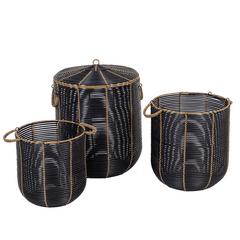 S/3 PANIERES AJOUREES BICOLORE