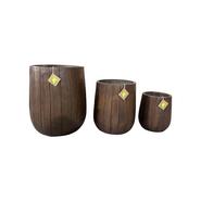 /3 CACHE POT ASPECT BOIS FONCE