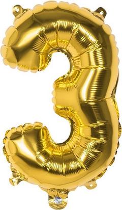 BALLON CHIFFRE 3 OR 36CM