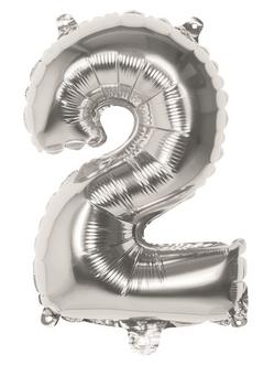 BALLON CHIFFRE 2 ARGENT 36CM