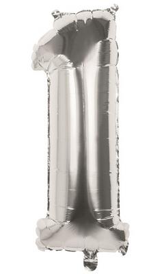 BALLON CHIFFRE 1 ARGENT 86CM