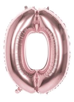 BALLON CHIFFRE 0 ROSE 86CM