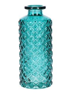 VASE BOUTEILLE RELIEF BLEU